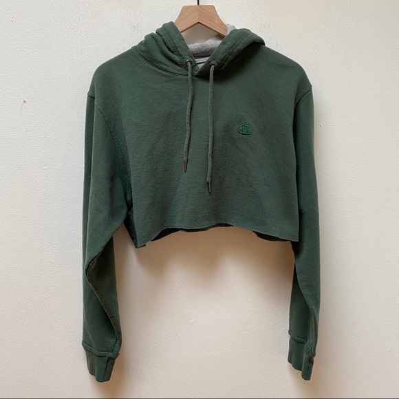champion green cropped hoodie
